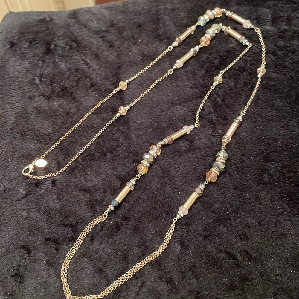 Ali Kahn New York. Gold and Crystal Bead Necklace